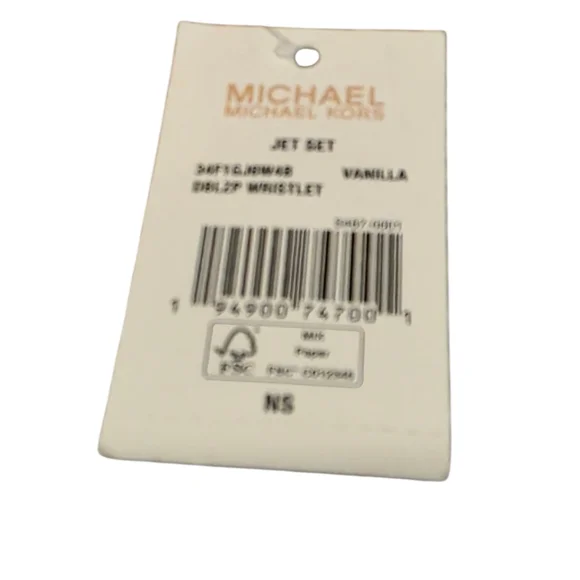 Michael Kors Jet Set Travel Large Double Zip Wristlet NWT Cream & Tan - Picture 9 of 9